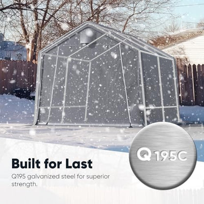 10x12FT Large Outdoor Storage Shed Workshop Shelter with Roll