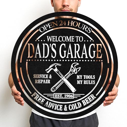 Custom Garage Workshop Metal Sign Personalized Tool Name Wall Art for Car Truck Mechanic Shop Decor Durable Steel Sign for Dad Husband Men’s Auto Workspace or Fence