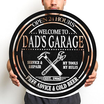 Custom Garage Workshop Metal Sign Personalized Tool Name Wall Art for Car Truck Mechanic Shop Decor Durable Steel Sign for Dad Husband Men’s Auto Workspace or Fence