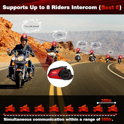 Motorcycle Helmet Headset 8 Riders Communication System X8 Intercom with Music Sharing
