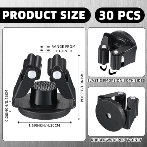 30 Pcs Magnetic Broom Holder Wall Mounted Anti Slip Rack (30 Count)