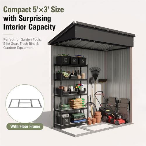 5x3 FT Outdoor Storage Shed with Base