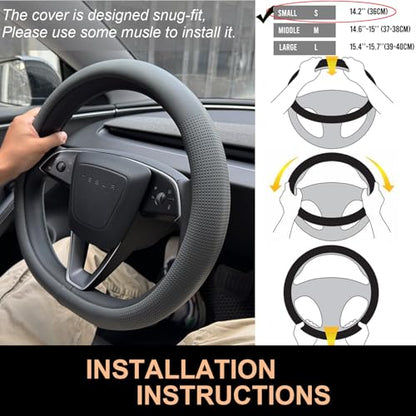 Nappa Leather Steering Wheel Cover for Tesla Model Y