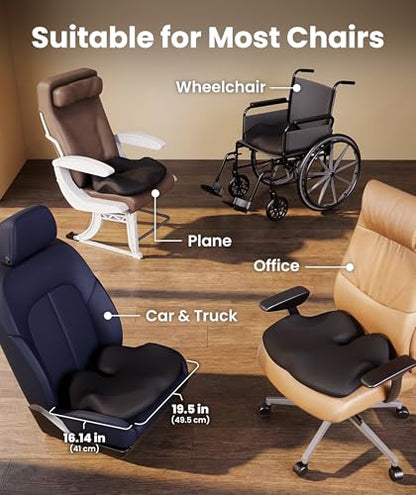 Elevate Series by Everlasting Comfort Doctor Recommended Memory Foam Seat Cushion for Office Chairs & Car