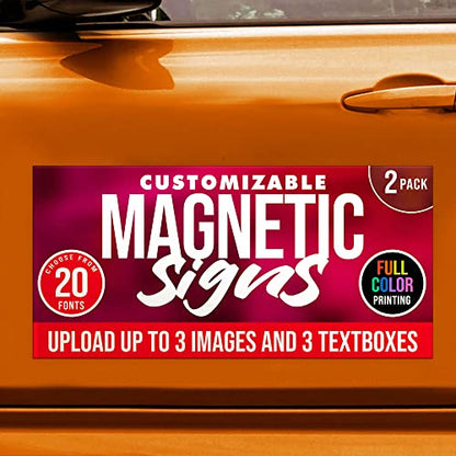 2 Pack Personalized Magnetic Signs for Vehicles