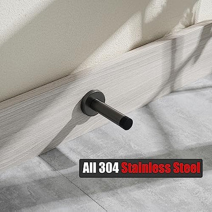 Door Stopper 304 Stainless Steel Thicken 1mm Sound Dampening Door Stop Bumper Wall Protetor 2 Pack (2 Count)
