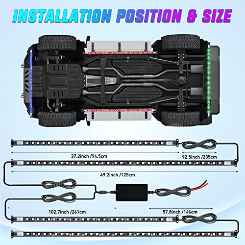 4PCS RGB LED Underglow Lights Strip with APP & Remote Control