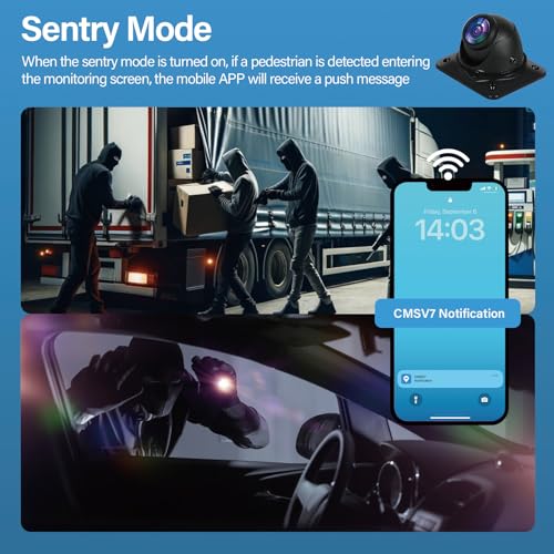 6CH AI WiFi GPS Sentry Mode RV Backup Camera System 10.1" Touch Screen Monitor with 4 1080P Rear Side View Camera