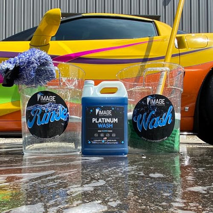 Image Wash (1-Gallon Platinum Wash Car Soap Concentrated pH-Neutral Foam Soap for Foam Cannon & Bucket wipe Safe for Wax Ceramic Coatings High Lubricity Biodegradable Formula with Bubble Gum Scent (128 Fl Oz)