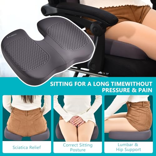 Car Seat Cushion and Back Support for Office Chair Memory Foam Chair Cushions Pressure Relief Seat Pads with Gel Massage Point Lumbar Support