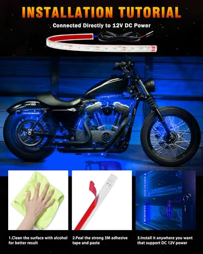 Blue 12V LED Strip Lights 32CM Waterproof for Car Boat Motorcycle Pack of 6 (6 Count)