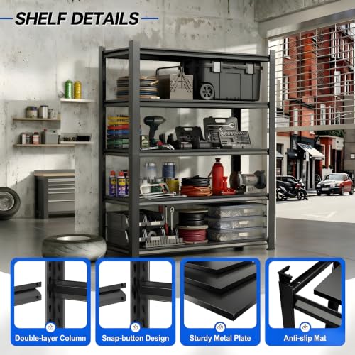 63" H Heavy Duty Metal Garage Shelving 2500LBS