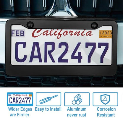2PCS Matte Black License Plate Frames (2 Count)