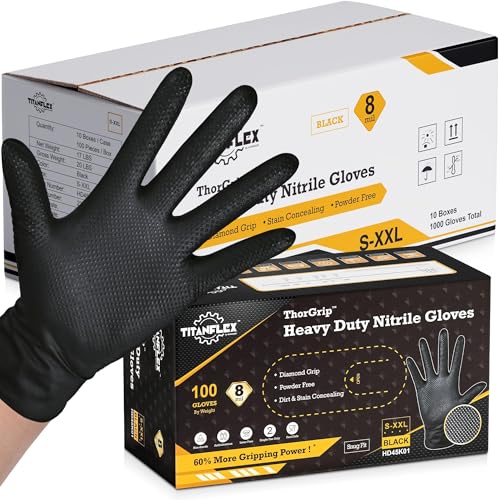Heavy Duty Black Industrial Nitrile Gloves (1000 Count)