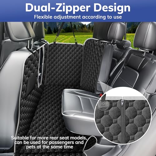 Waterproof Dog Back Seat Cover with Zipper Flap
