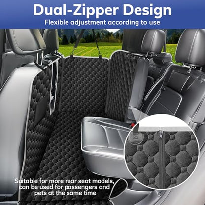Waterproof Dog Back Seat Cover with Zipper Flap
