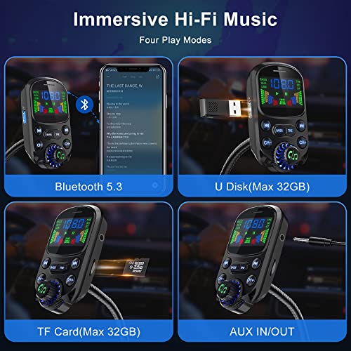 Bluetooth 5.3 FM Transmitter for Car Bluetooth Car Adapter
