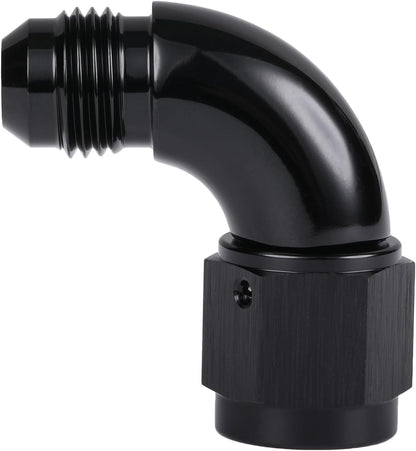 90 Degree 6AN Male to 6AN Female Swivel Full Flow Fitting Adapter Coupler Aluminum Black