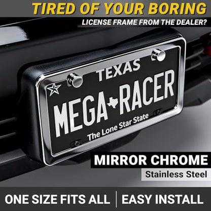 Premium Slim Mirror Chrome License Plate Frame