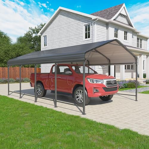 12x20 FT Metal Carport Canopy with Reinforced Base
