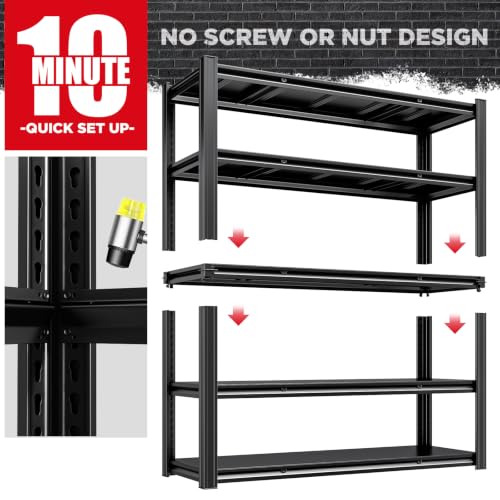 5 Tier 60”W x 20”D x 78”H Heavy Duty Garage Storage Shelves 3300LBS Metal Garage Shelving Adjustable Garage Storage Shelving Units Metal Shelves for Industrial Shelf