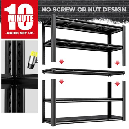 5 Tier 60”W x 20”D x 78”H Heavy Duty Garage Storage Shelves 3300LBS Metal Garage Shelving Adjustable Garage Storage Shelving Units Metal Shelves for Industrial Shelf