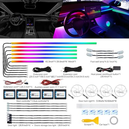 Dreamcolor Acrylic Interior Car LED Strip Light with Wireless APP