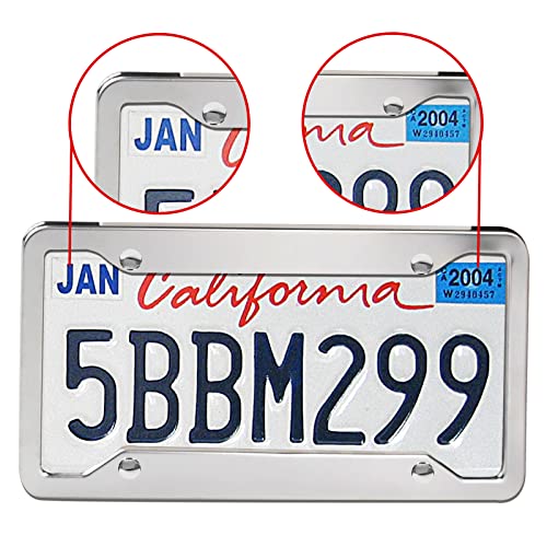2 Pcs 4 Holes Stainless Steel License Plate Frame