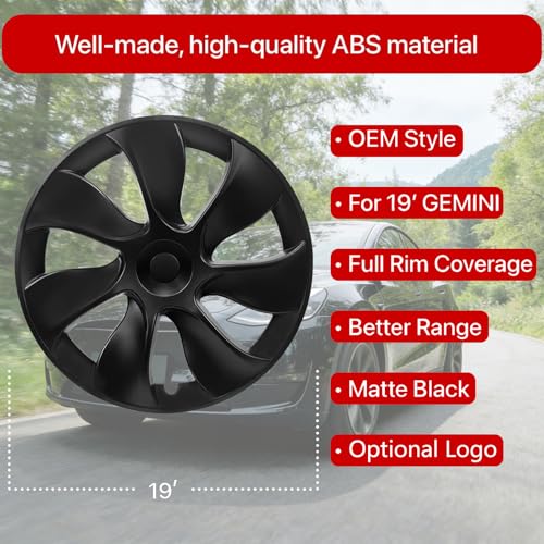 4PCS Wheel Covers Fits for Tesla Model Y Hubcap 19 Inch 2020 (4 Count)