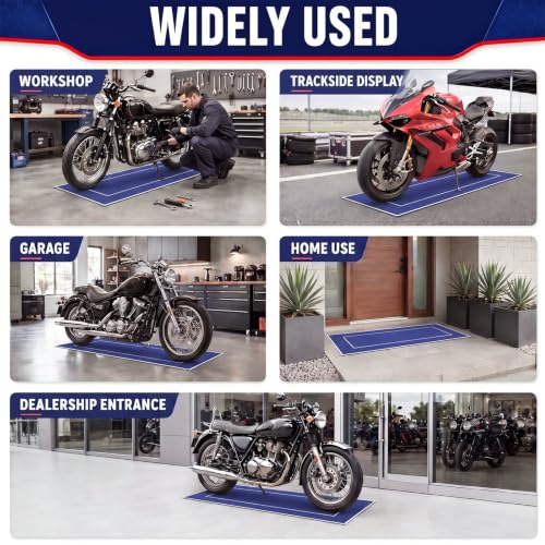 Motorcycle Mat Garage Floor Rug Washable Parking Mats for Garage Floors Non Slip Oil Absorbent Pad Rubber Backing Layer Protects Floor