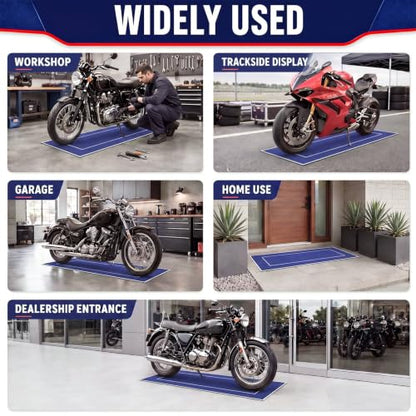Motorcycle Mat Garage Floor Rug Washable Parking Mats for Garage Floors Non Slip Oil Absorbent Pad Rubber Backing Layer Protects Floor