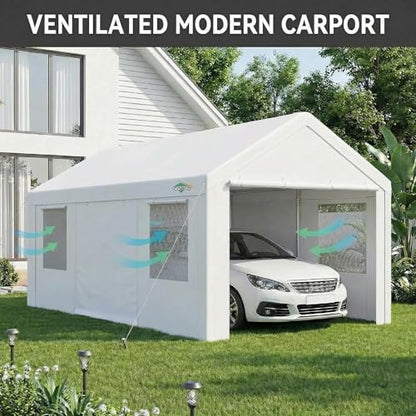 10x20 FT Heavy Duty Carport with Galvanized Frame