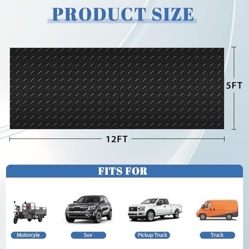 5Ft x 12Ft Rubber Flooring Mats 1.6mm Diamond Plate Flooring Roll
