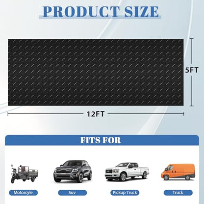 5Ft x 12Ft Rubber Flooring Mats 1.6mm Diamond Plate Flooring Roll