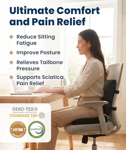 Doctor Recommended Memory Foam Seat Cushion for Office Chairs & Car