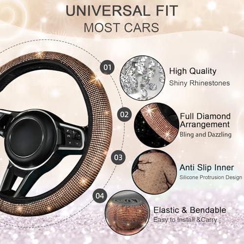 Bling Car Floor Mats Full Set and Steering Wheel Cover (5 Count)