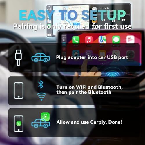 Wireless CarPlay Adapter for Apple Converts Cars Factory Wired CarPlay to Wireless CarPlay Compatible with iPhone iOS 10+ and 2016+ Cars