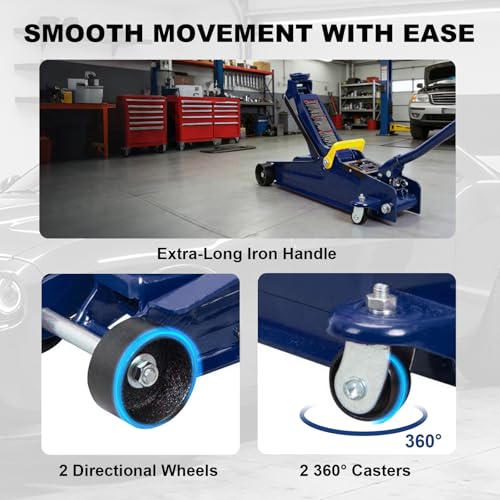 2.5 Ton (5,000 lb) Low Profile Hydraulic Trolly Jack, Blue, AT825051UR