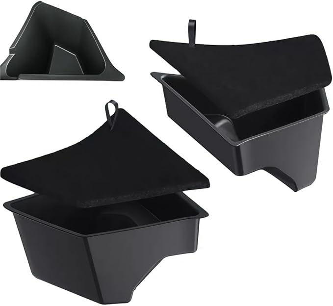 GGCLIMAX Car Organizers And Storage Trunk Side Storage Box Compatible with Tesla Model 3 ABS Rear Organizer 1 Pair Black Car Trunk Accessories Road Trip Essentials(Storage box)
