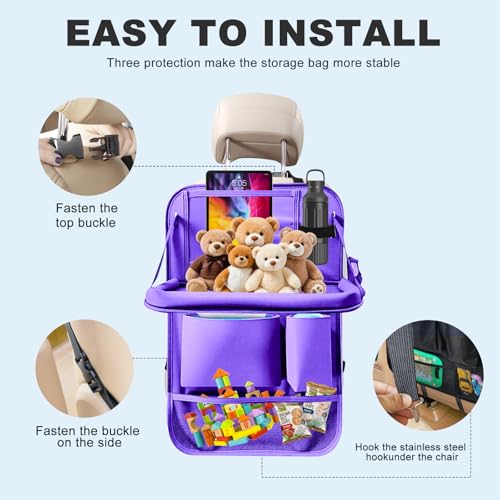 2Pack Car Backseat Organizer with Foldable Table Tray (2 Count)