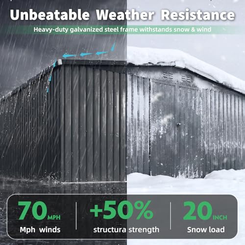 12' x 14' Waterproof Metal Outdoor Storage Shed