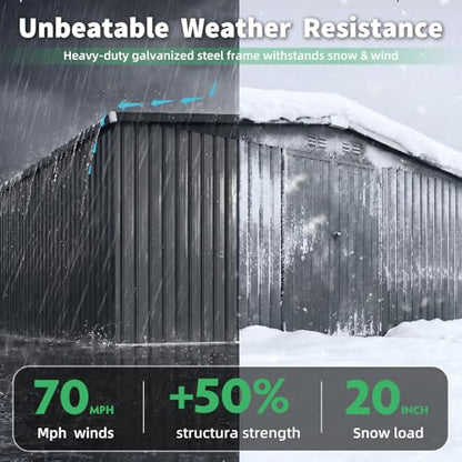 12' x 14' Waterproof Metal Outdoor Storage Shed