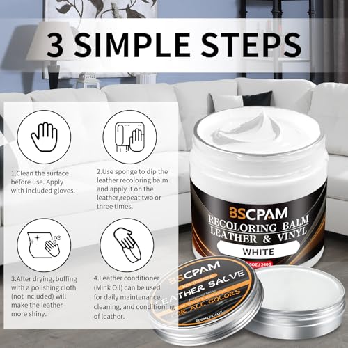 White Leather Recoloring Balm with 100ml Mink Oil