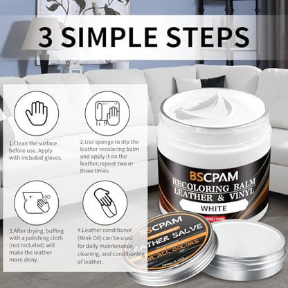 White Leather Recoloring Balm with 100ml Mink Oil