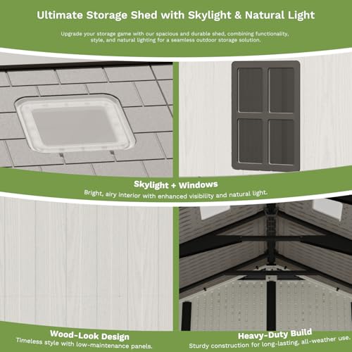 10x10 FT Resin Outdoor Storage Shed with Floor