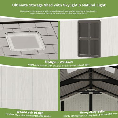 10x10 FT Resin Outdoor Storage Shed with Floor