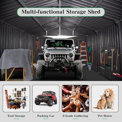 Domi 12x30FT Outdoor Metal Garage Shed