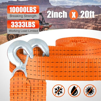 Tow Strap with Safety Hooks 2”x20’10