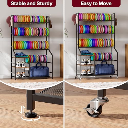 Disc Golf Storage Rack with Wheels