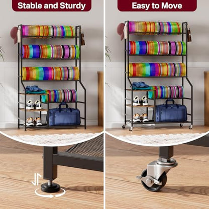 Disc Golf Storage Rack with Wheels